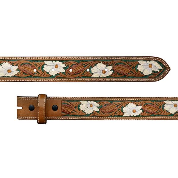 Painted Floral Leather Belt